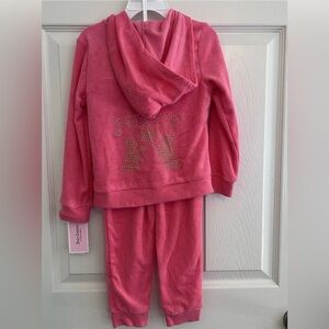 Size 12 months baby girl juicy couture tracksuit set French terry cloth coral